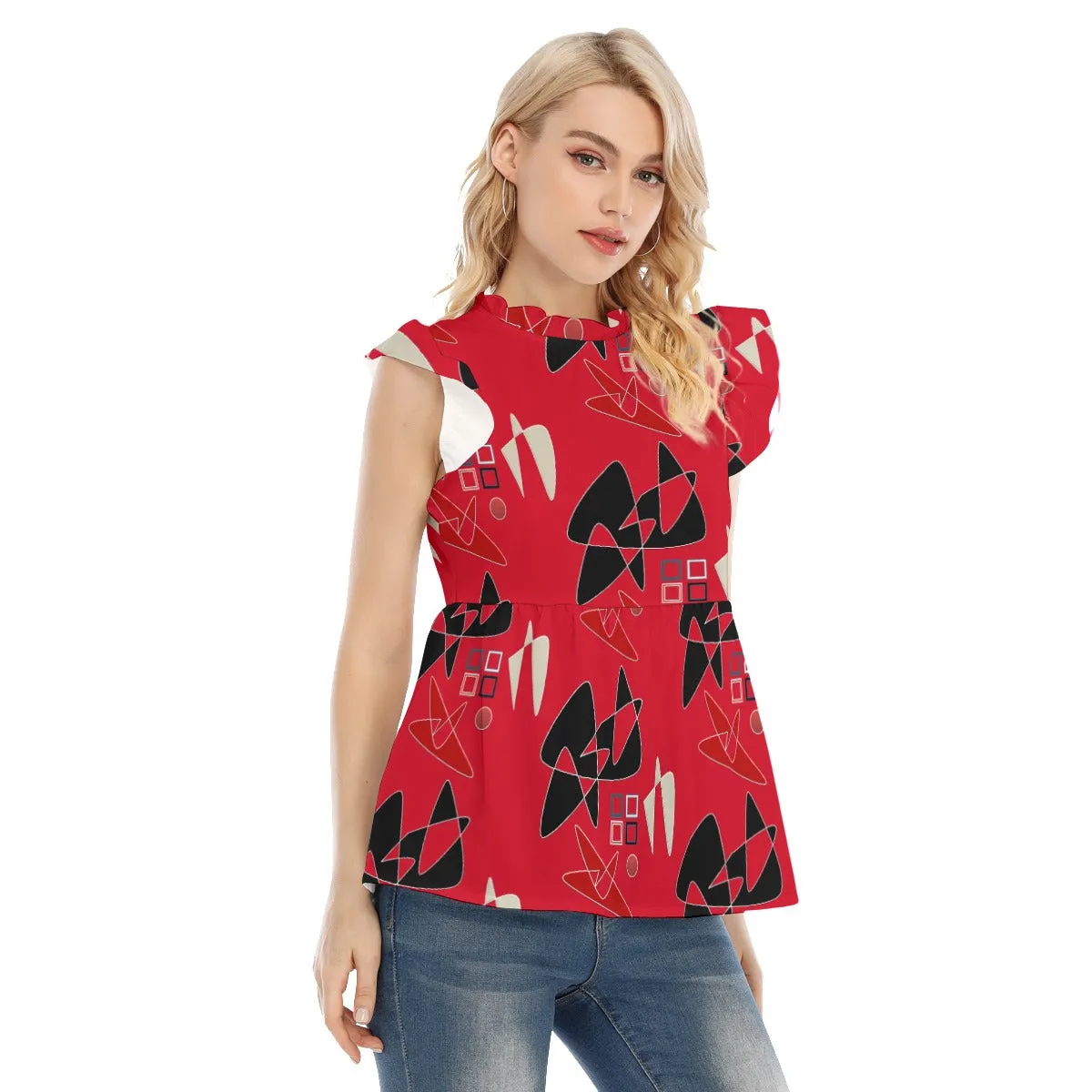 Origen Destination Sleeveless Ruffle blouse