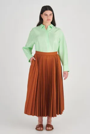 Oroton Pleat Skirt In Brandy