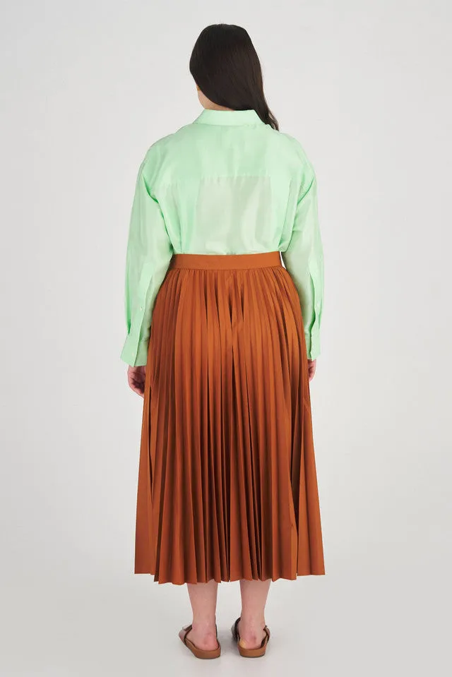 Oroton Pleat Skirt In Brandy
