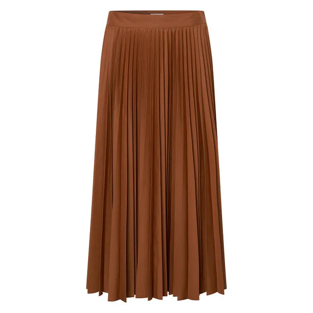 Oroton Pleat Skirt In Brandy