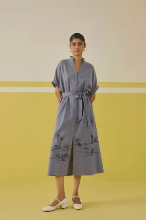 Palm Promenade Hemp Denim Dress