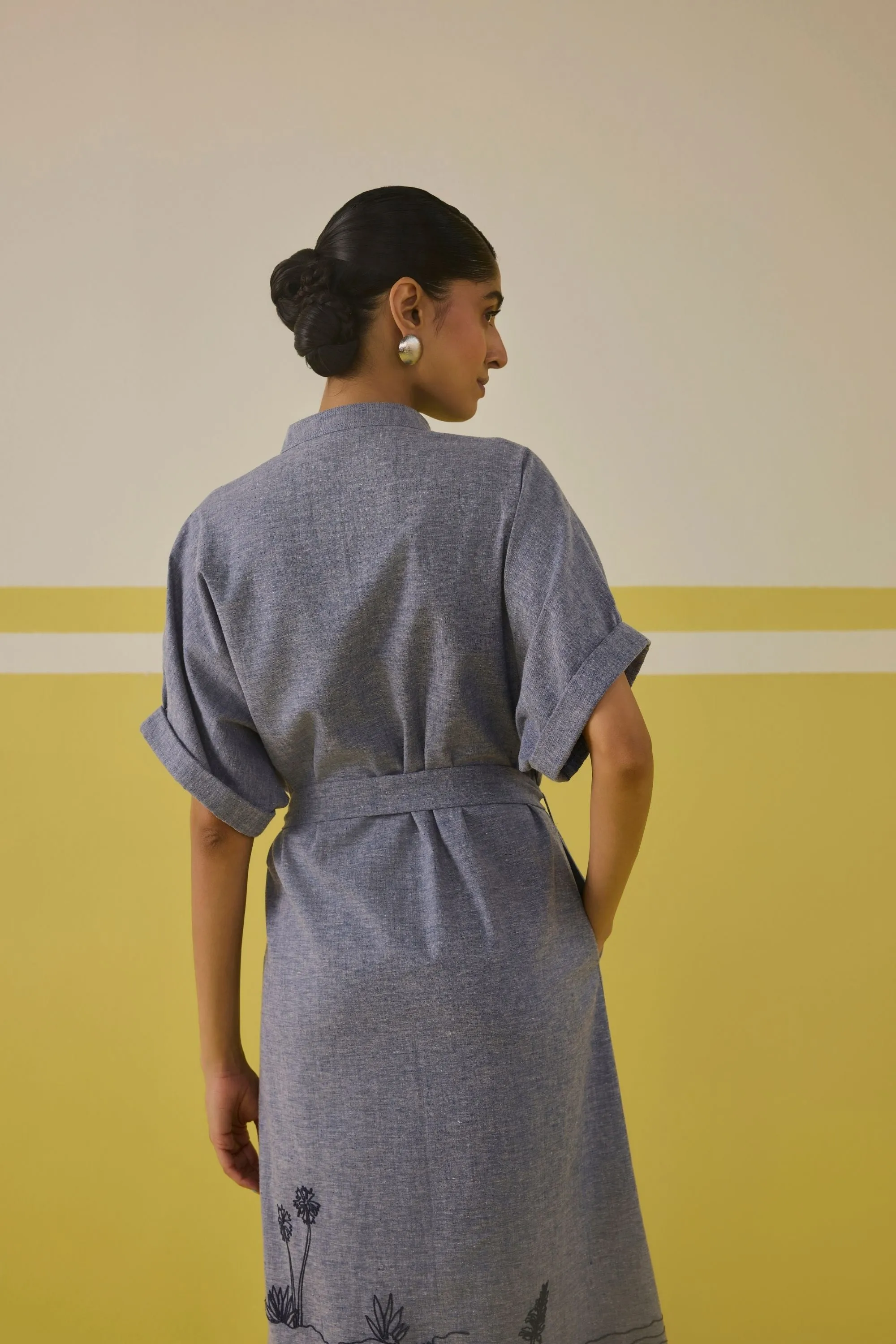 Palm Promenade Hemp Denim Dress