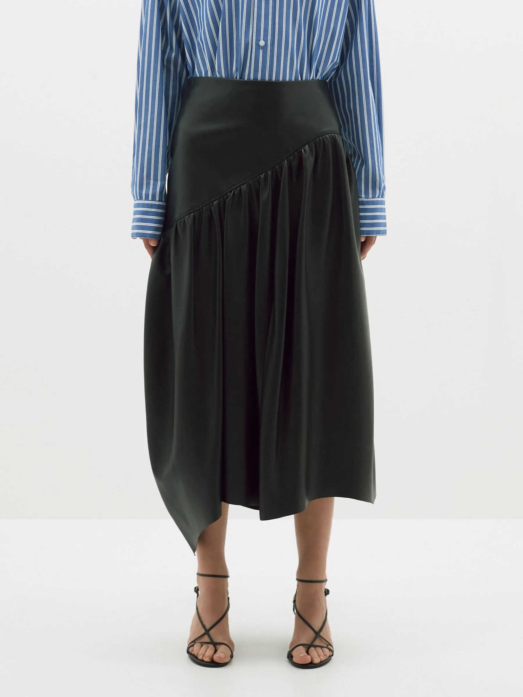 Panel Detail Leather Skirt