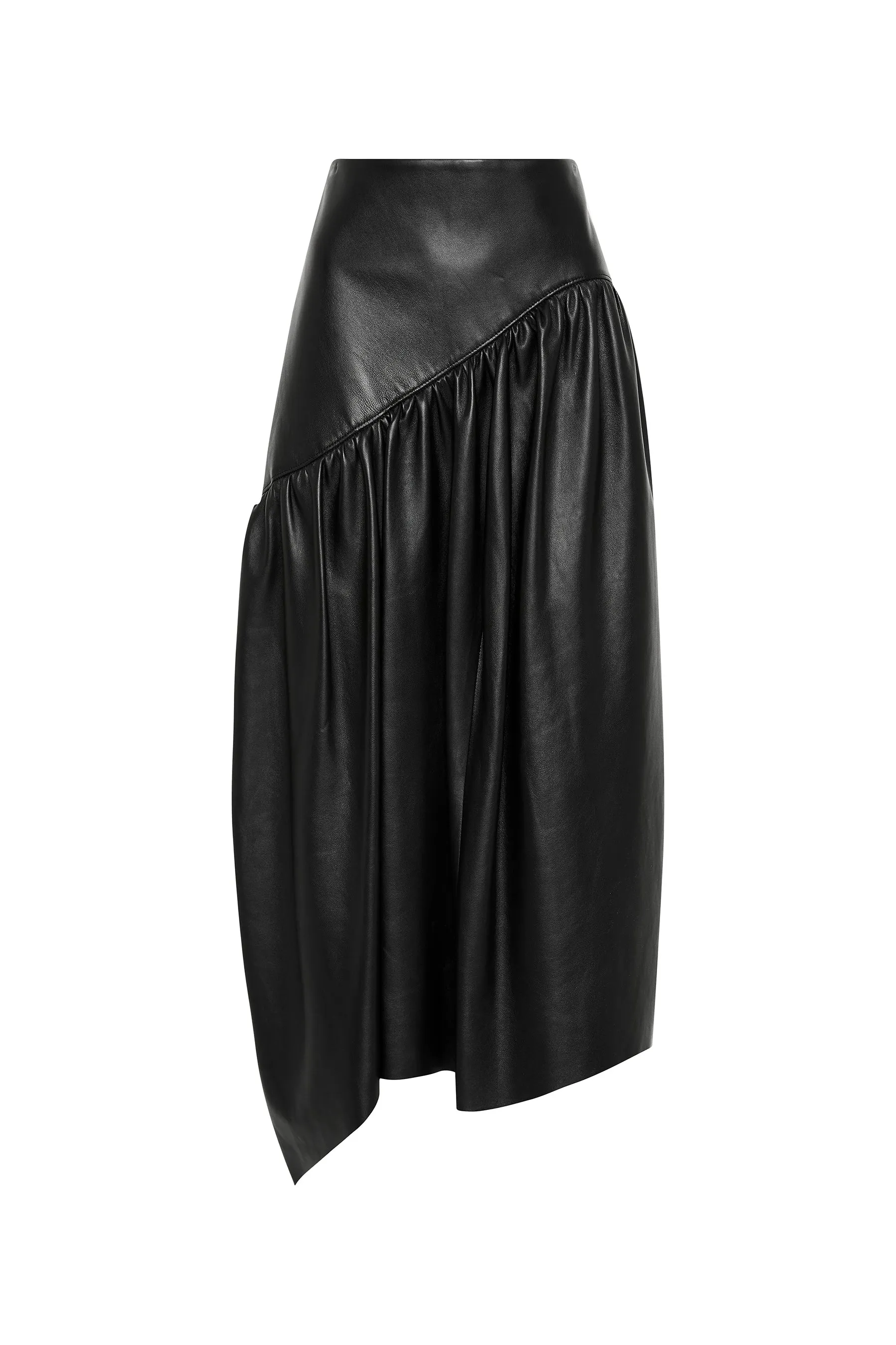 Panel Detail Leather Skirt