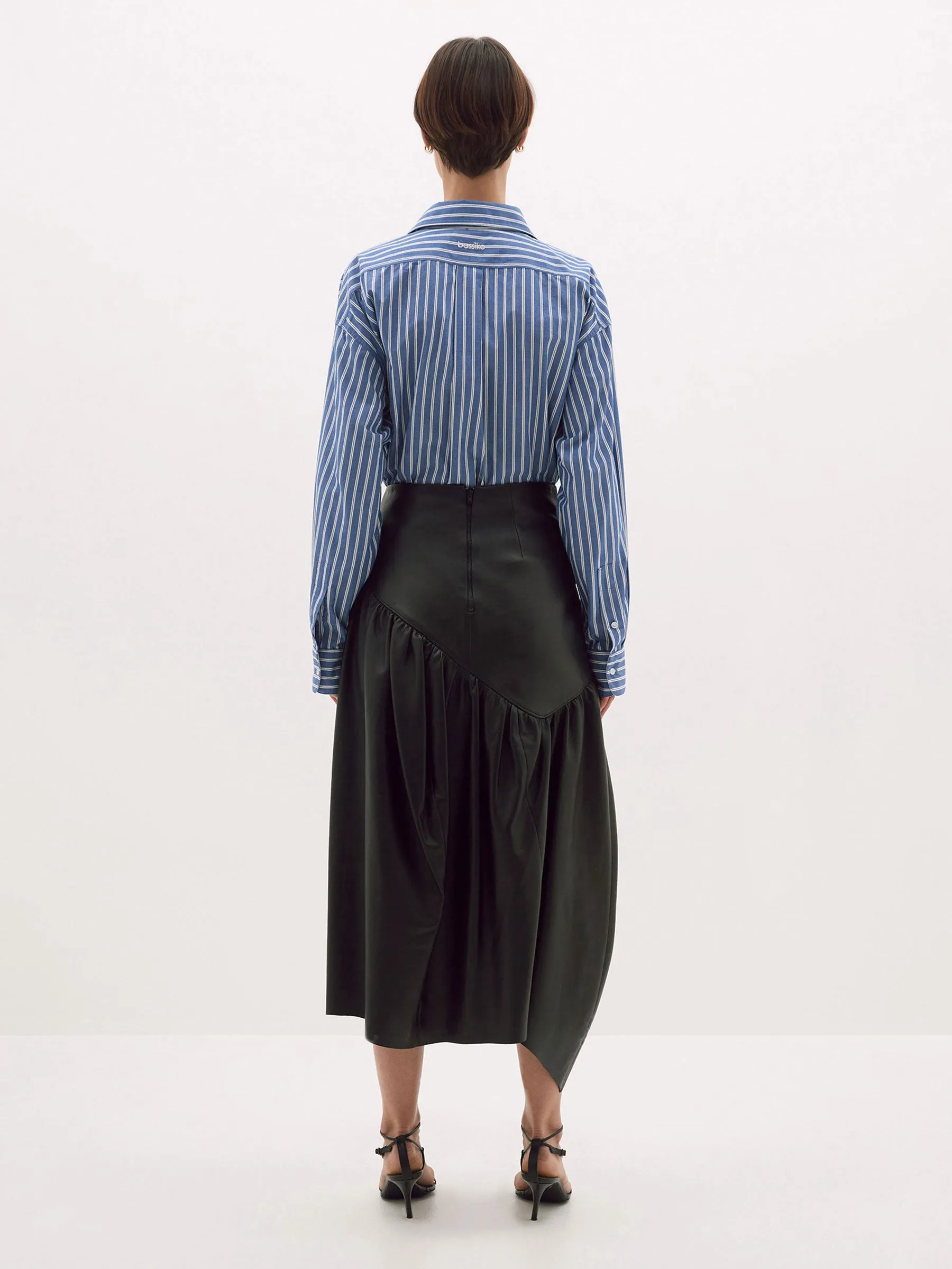 Panel Detail Leather Skirt