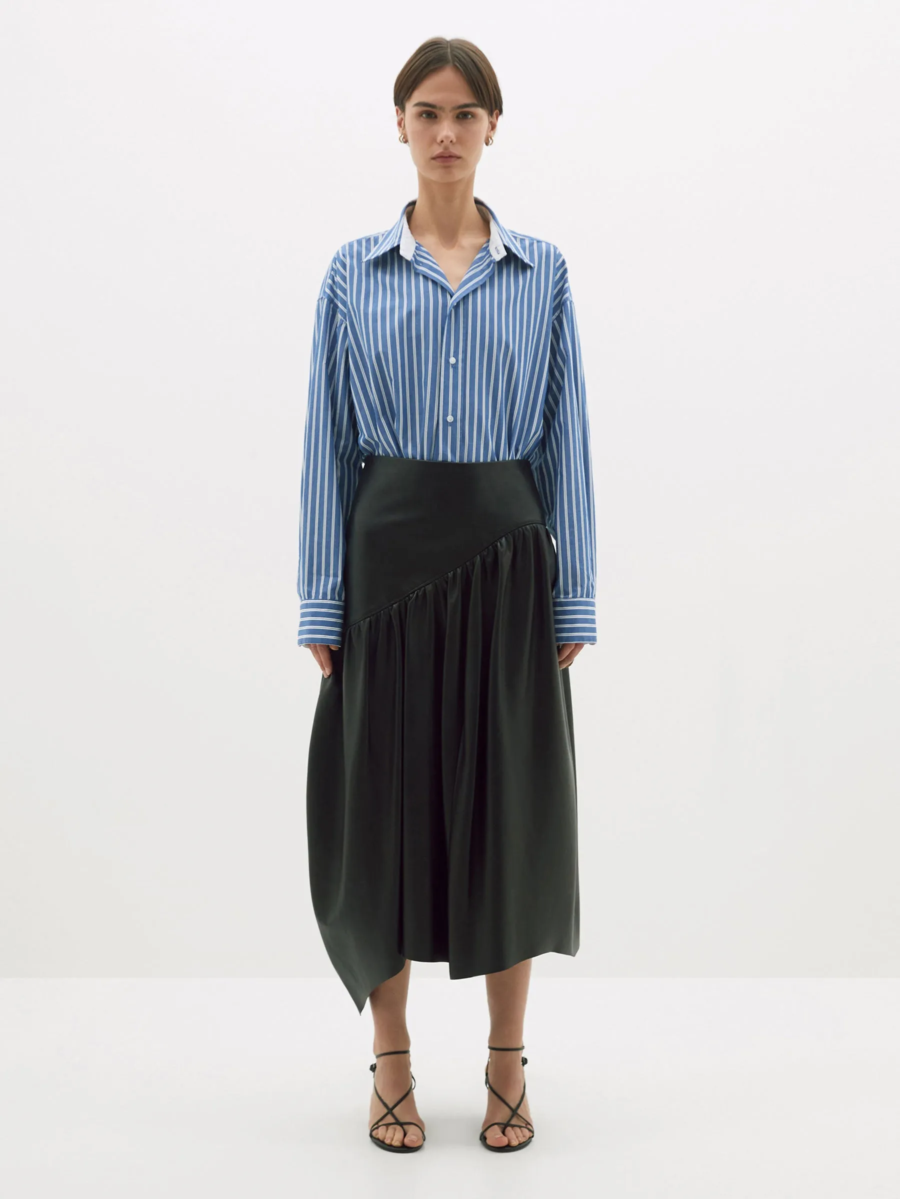 Panel Detail Leather Skirt
