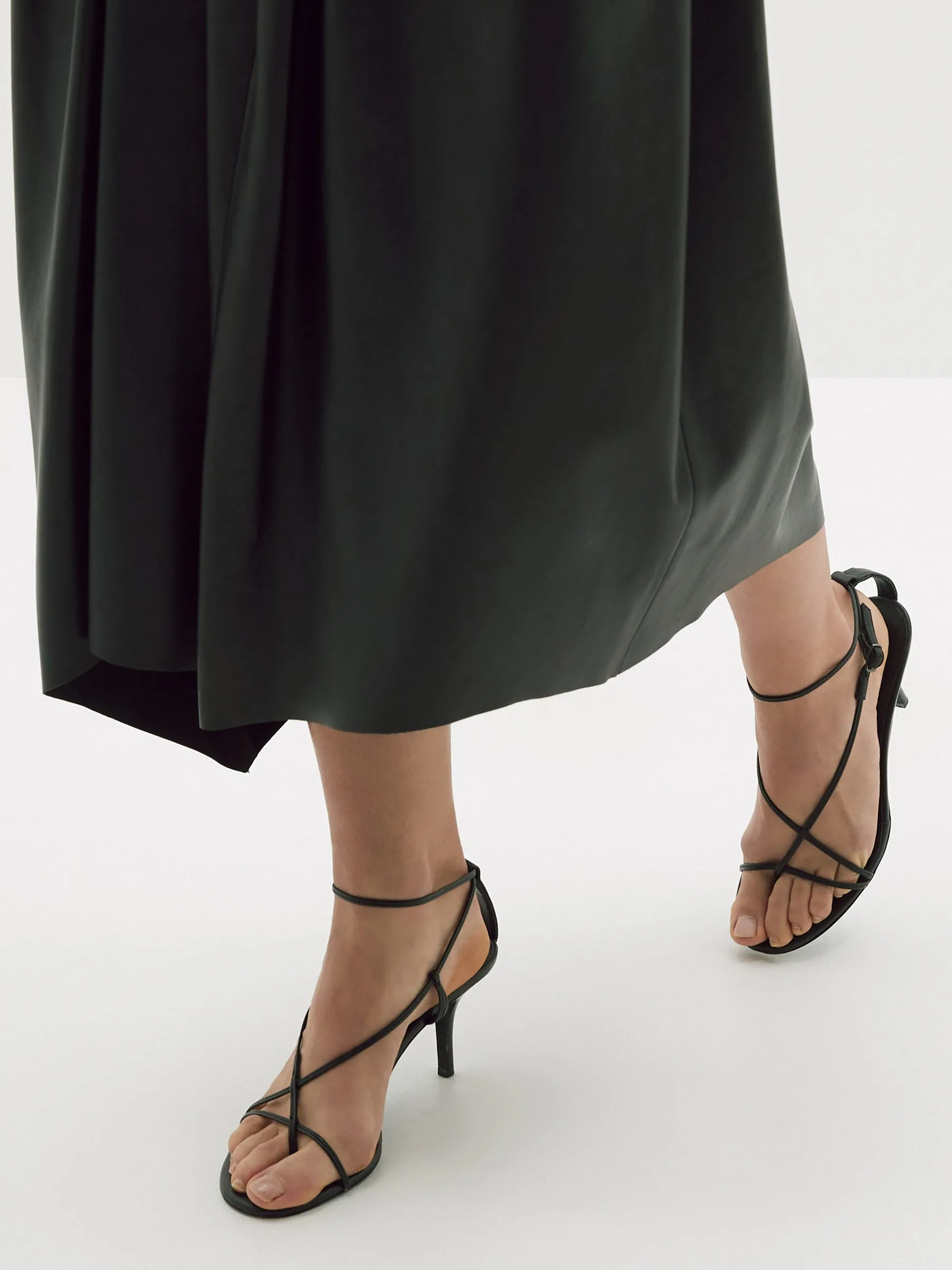 Panel Detail Leather Skirt