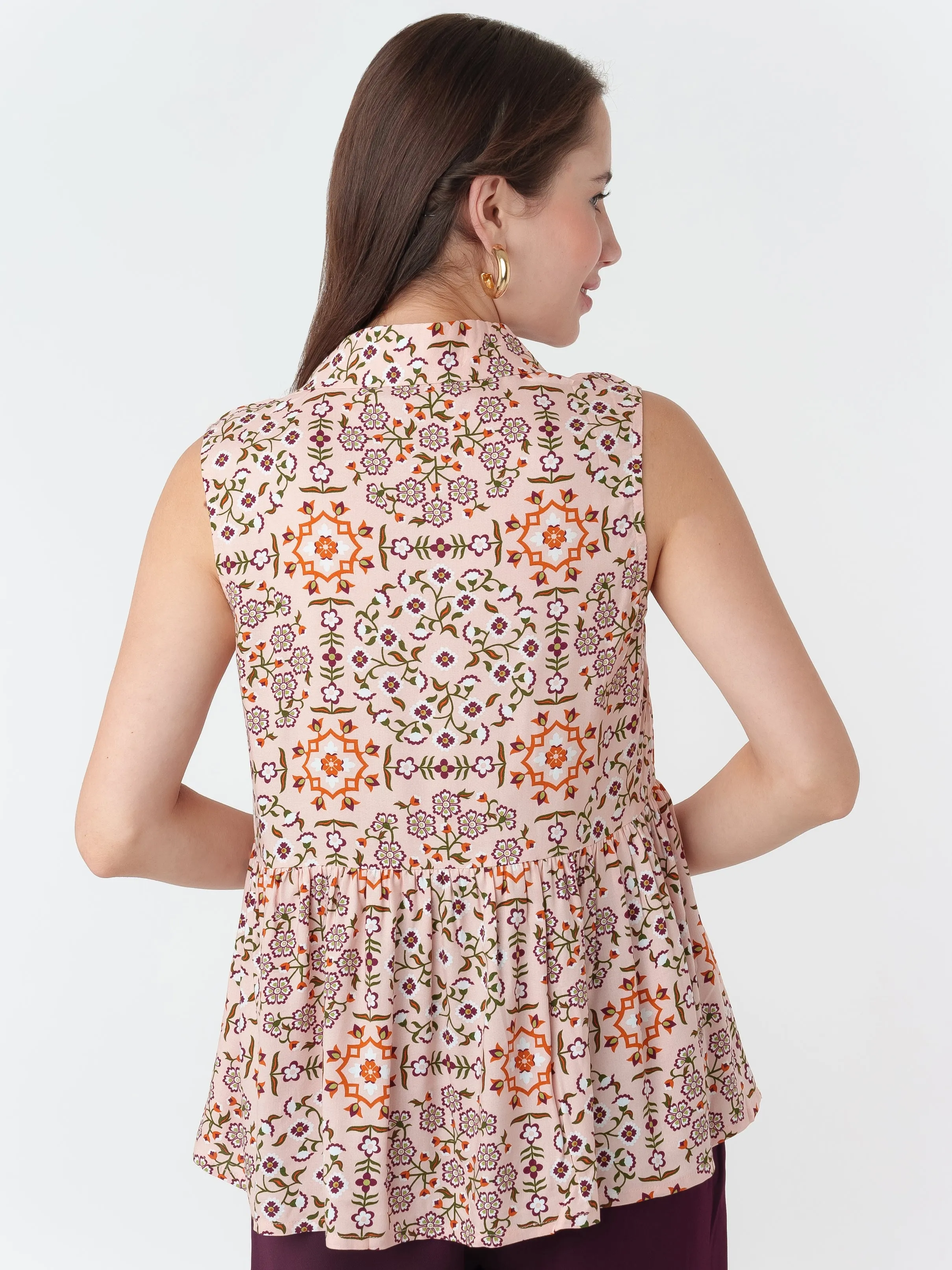 Peach Printed Top