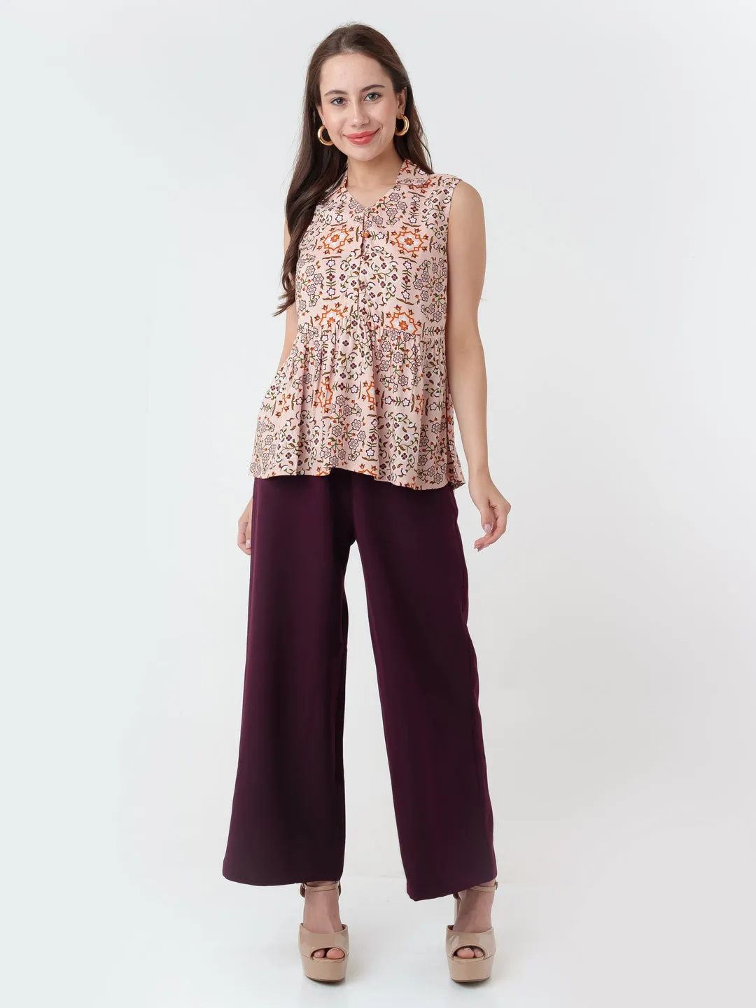 Peach Printed Top