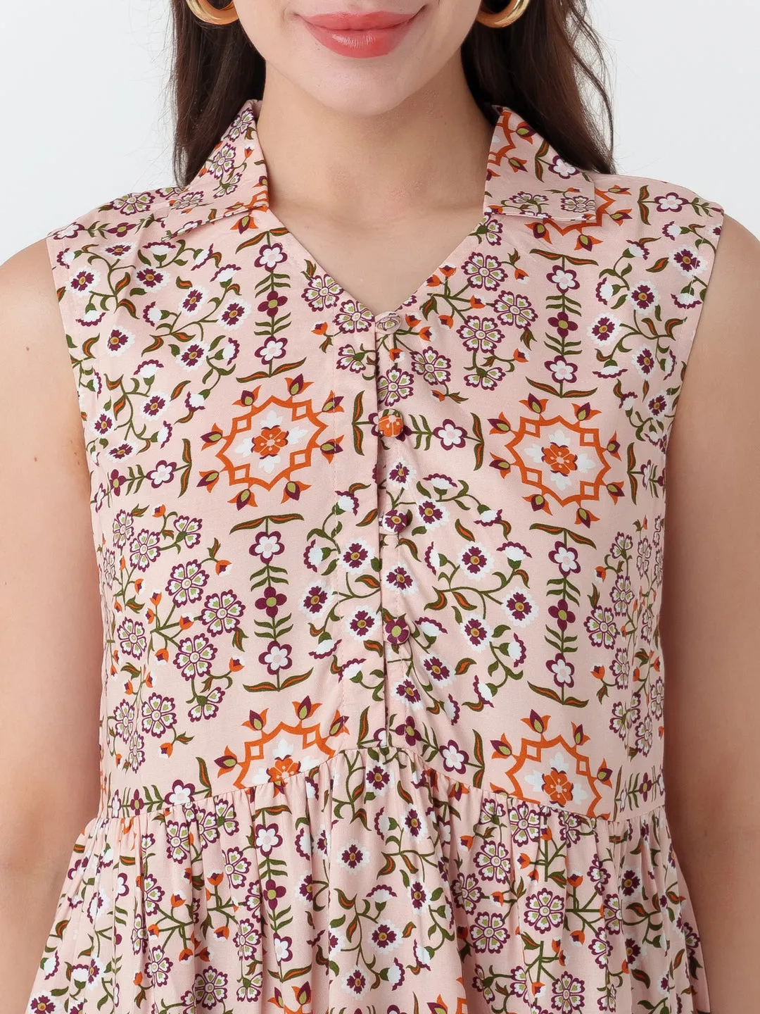 Peach Printed Top