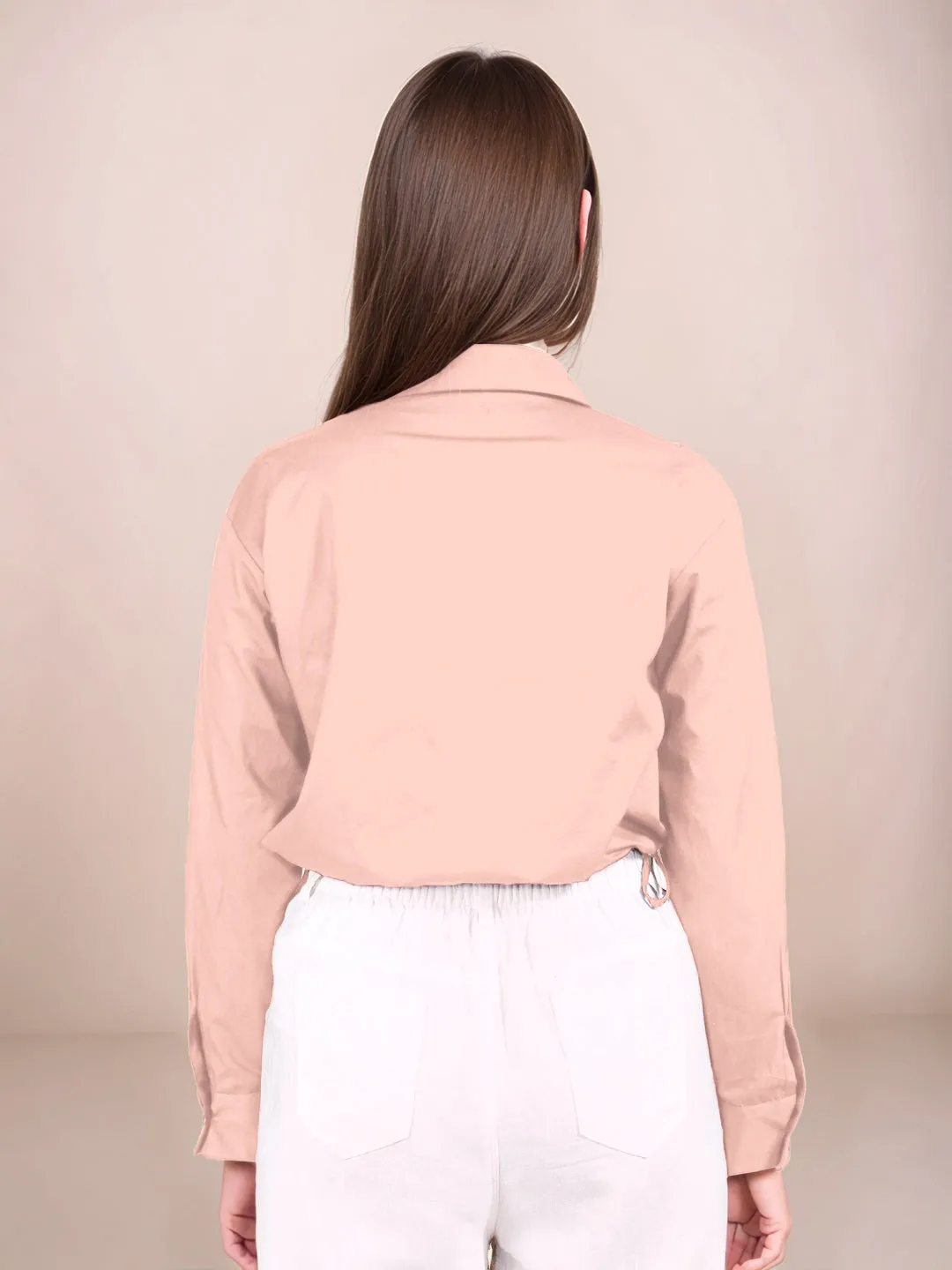 Peach Solid Full Sleeves Shirt