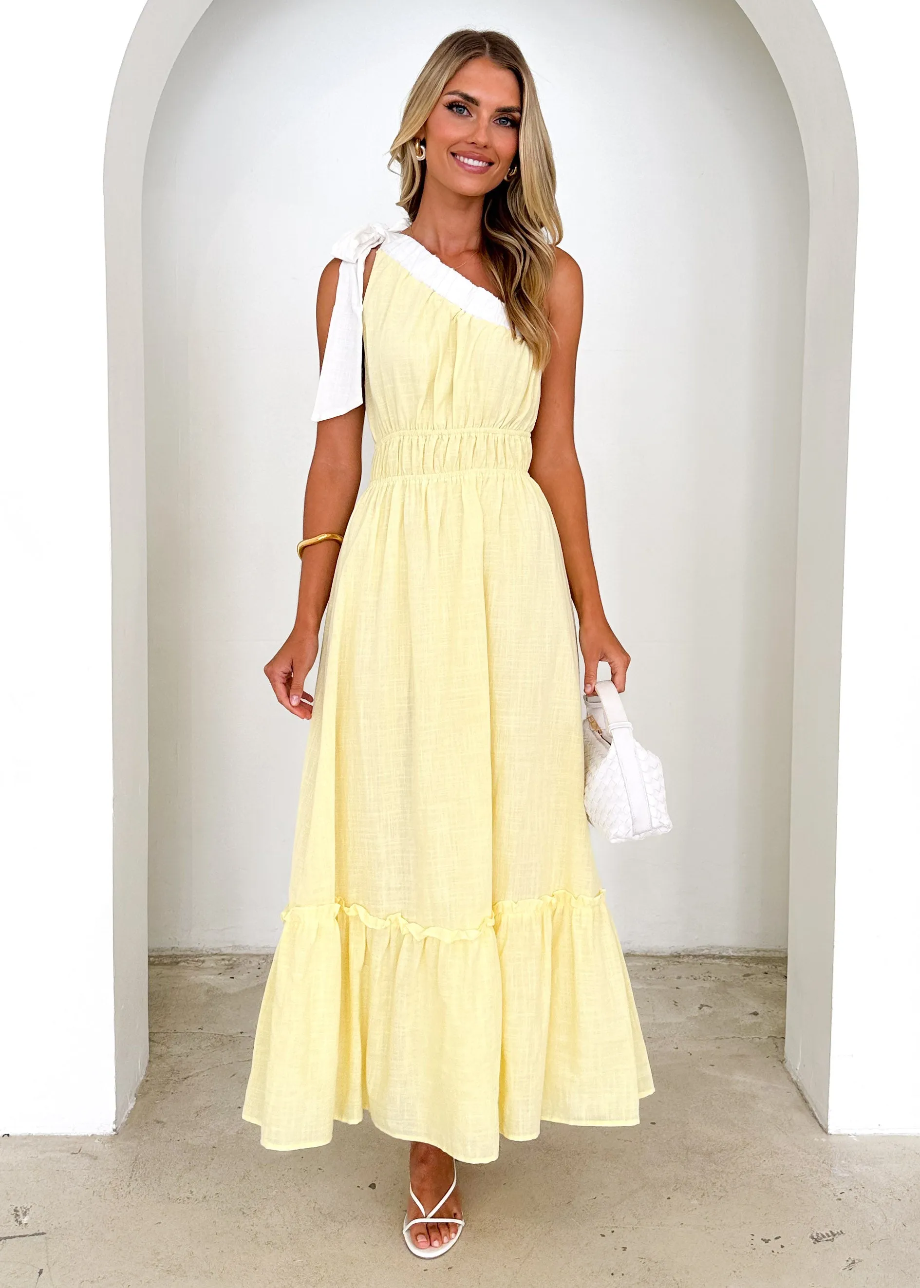 Peeta One Shoulder Maxi Dress - Yellow