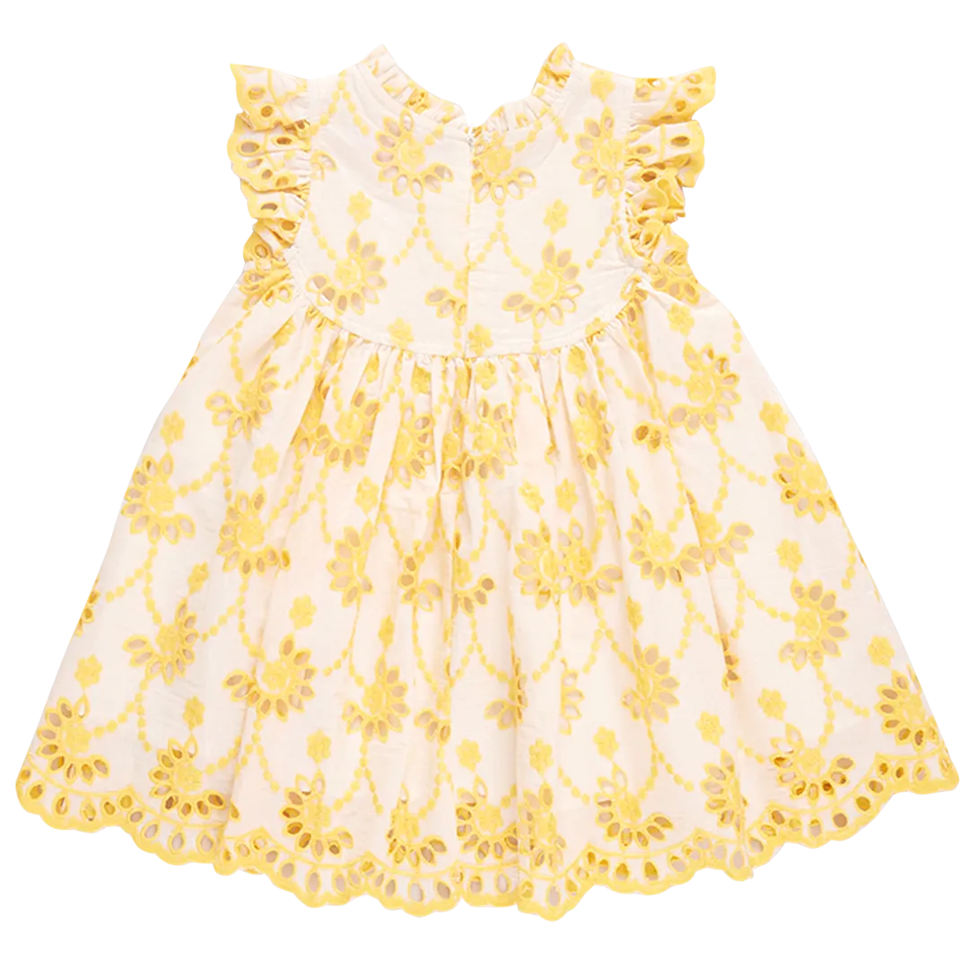 Pink Chicken Girls Cynthia Dress - Bright Yellow Eyelet
