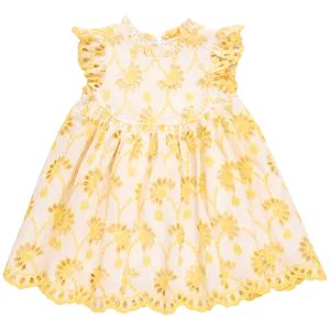 Pink Chicken Girls Cynthia Dress - Bright Yellow Eyelet