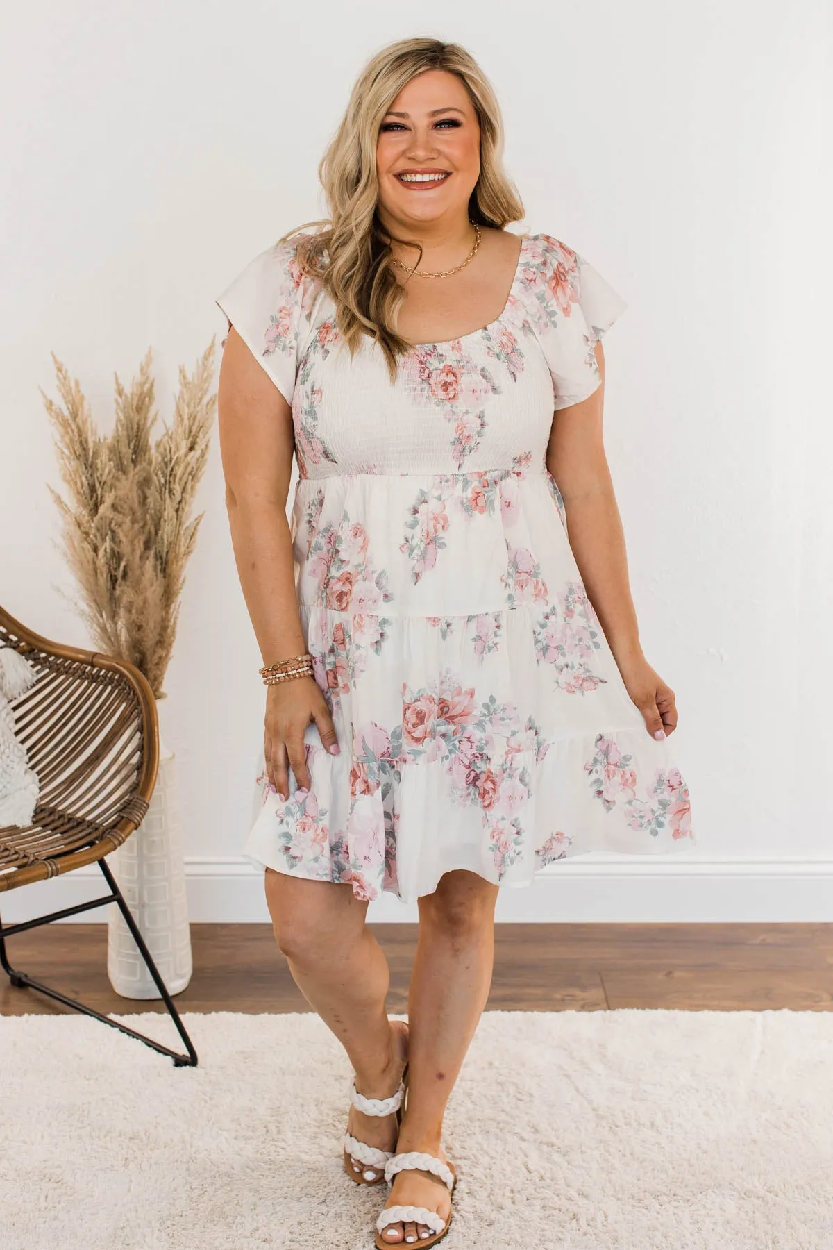 Pleasant Afternoon Mini Dress- Ivory
