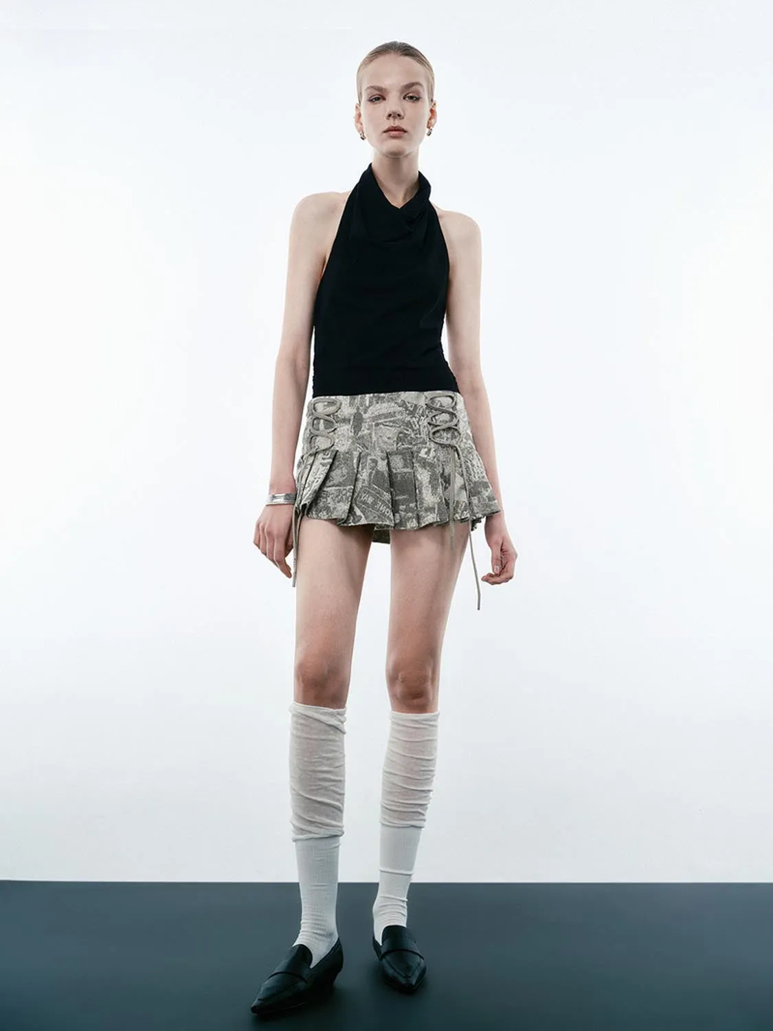 Pleated Denim Skirts