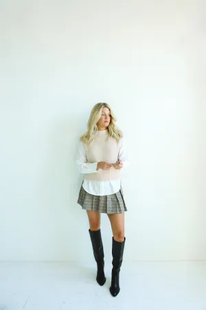 Pleated Plaid Mini Skirt-Final Sale