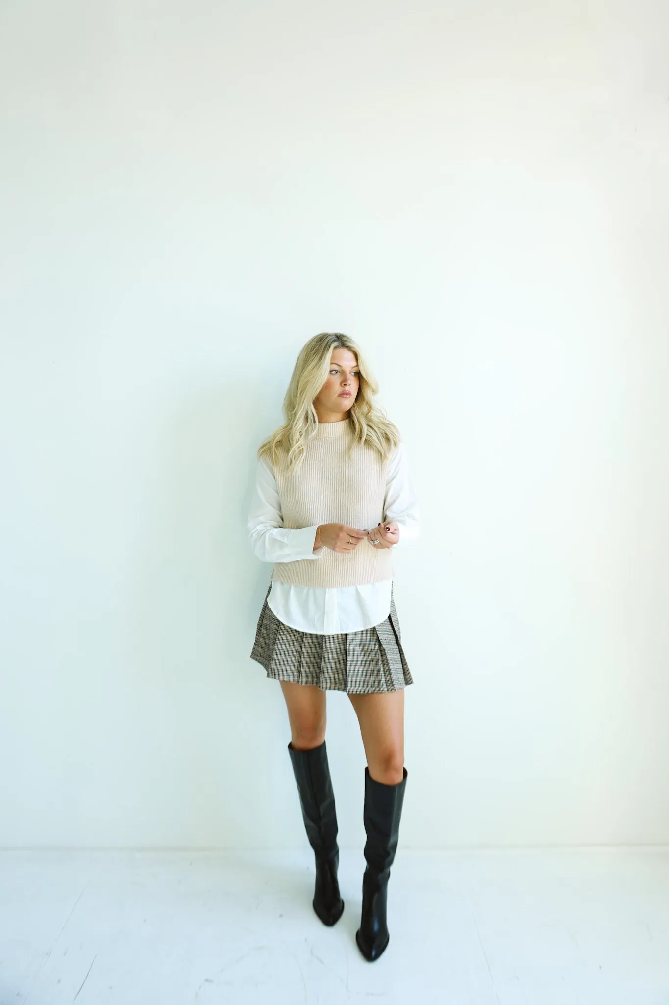 Pleated Plaid Mini Skirt-Final Sale