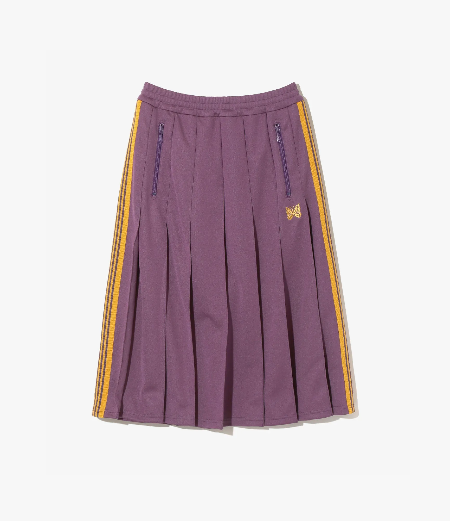 Pleated Track Skirt – Purple Smooth Polyester