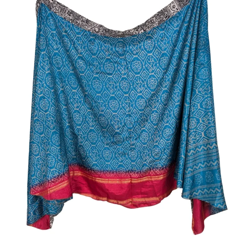 Plus/Tea Length Up-Cycled Reversible Sari Wrap Skirt #73