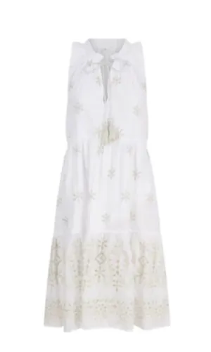 Pranella Women's White Gold Belle Dress