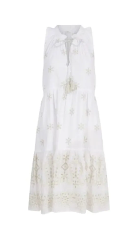 Pranella Women's White Gold Belle Dress
