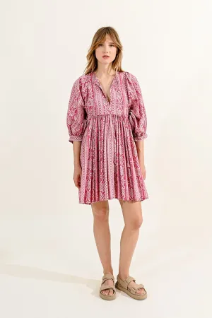 PRINTED MINI DRESS, PUFFED SLEEVES