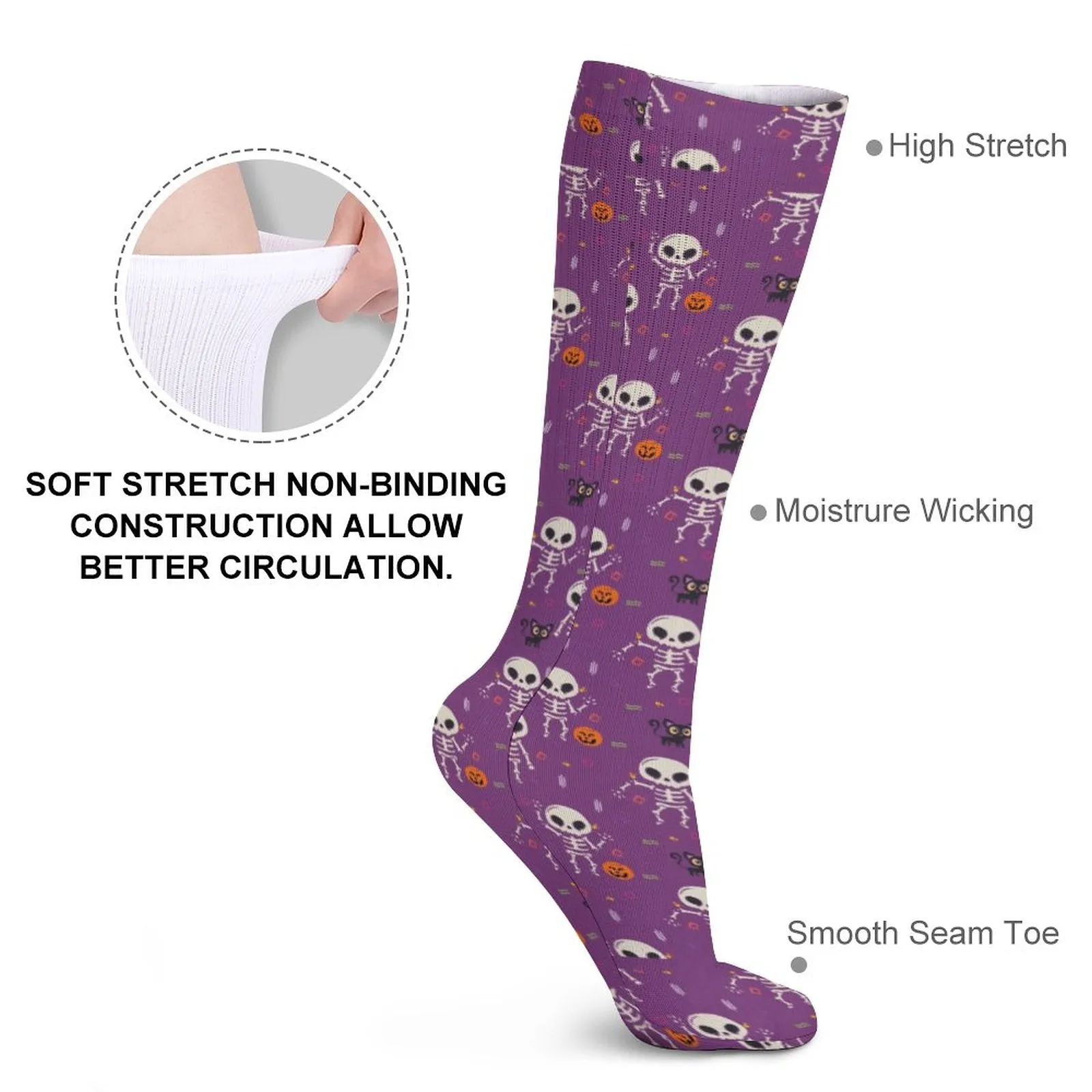Purple Skeleton Party  - Tube Socks