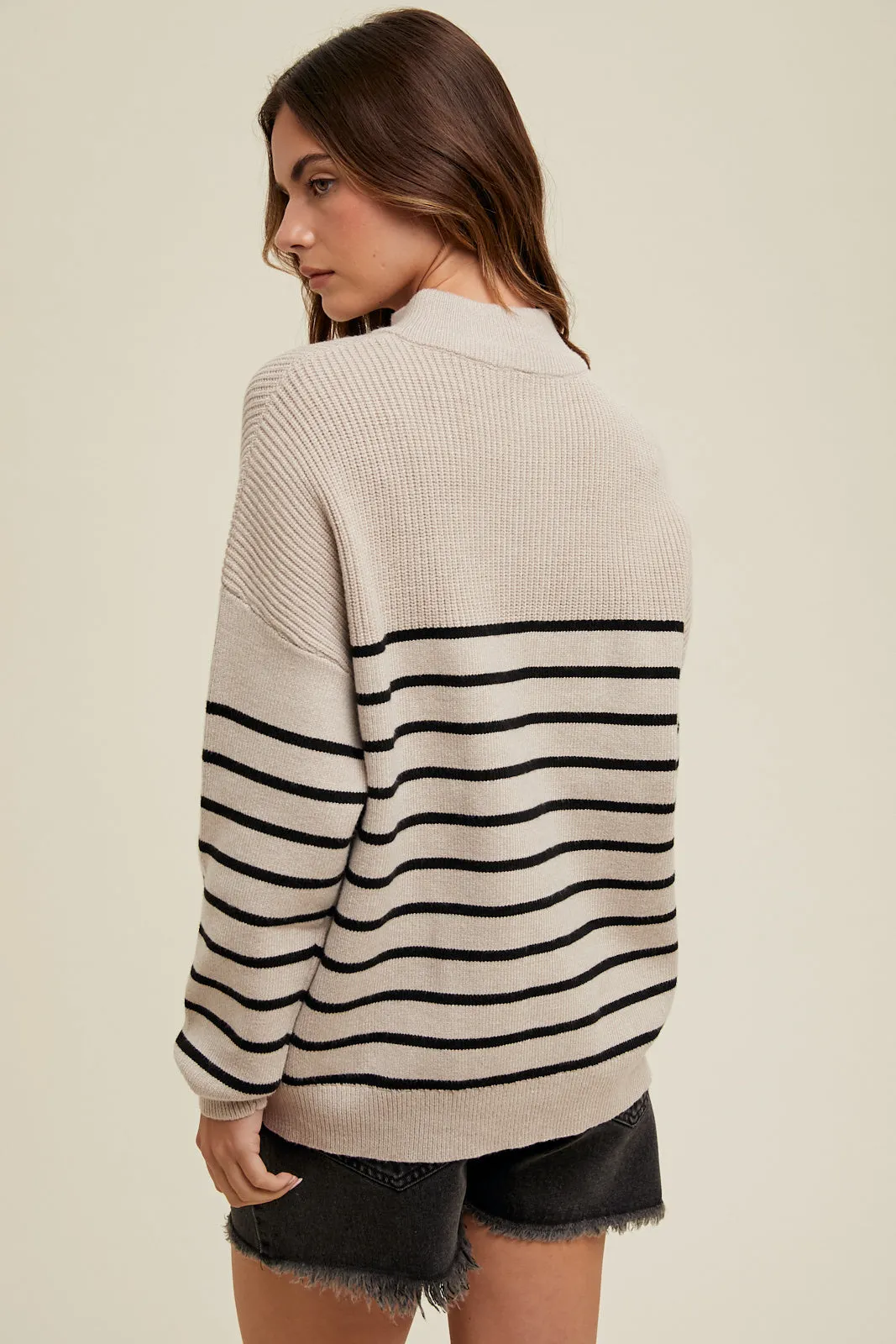 Quarter Zip Striped Sweater