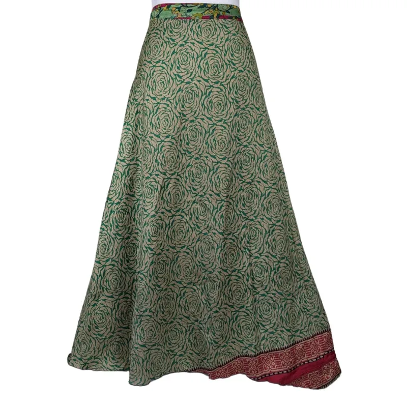 Regular/Maxi Length Up-Cycled Reversible Sari Wrap Skirt #68
