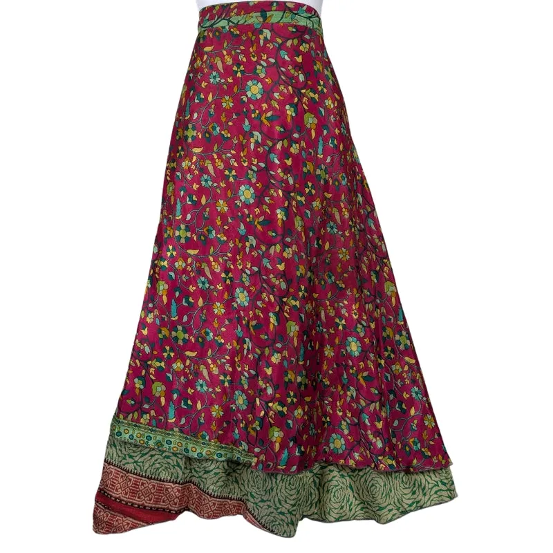 Regular/Maxi Length Up-Cycled Reversible Sari Wrap Skirt #68