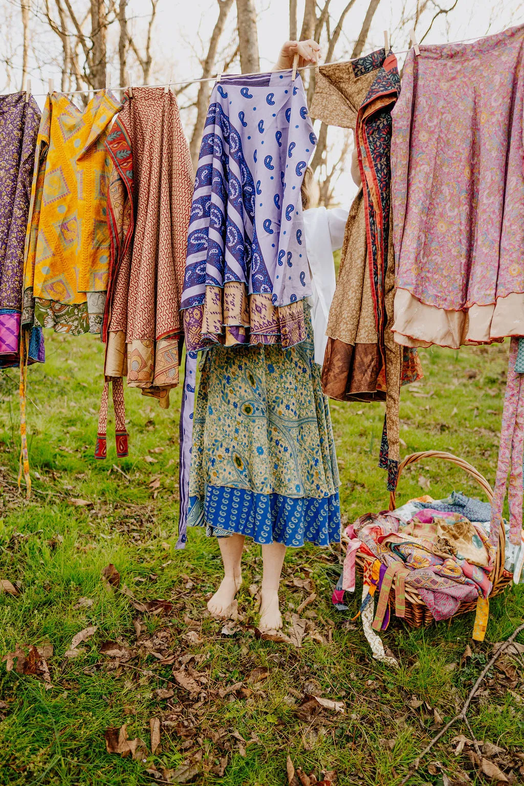 Regular/Maxi Length Up-Cycled Reversible Sari Wrap Skirt #68
