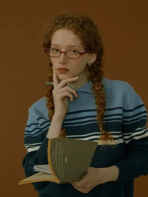 Retro Blue Striped Sweater