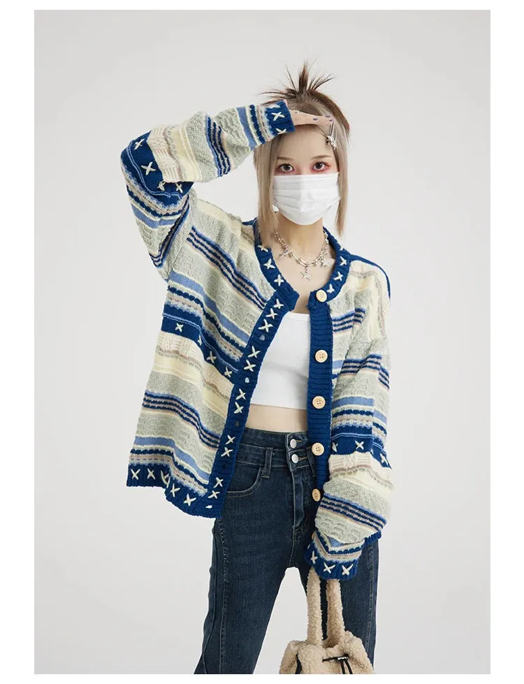 Retro Striped Cardigan