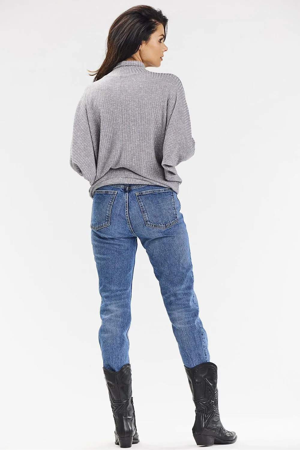 Ribbed Knit Loose-Fit Turtleneck Sweater
