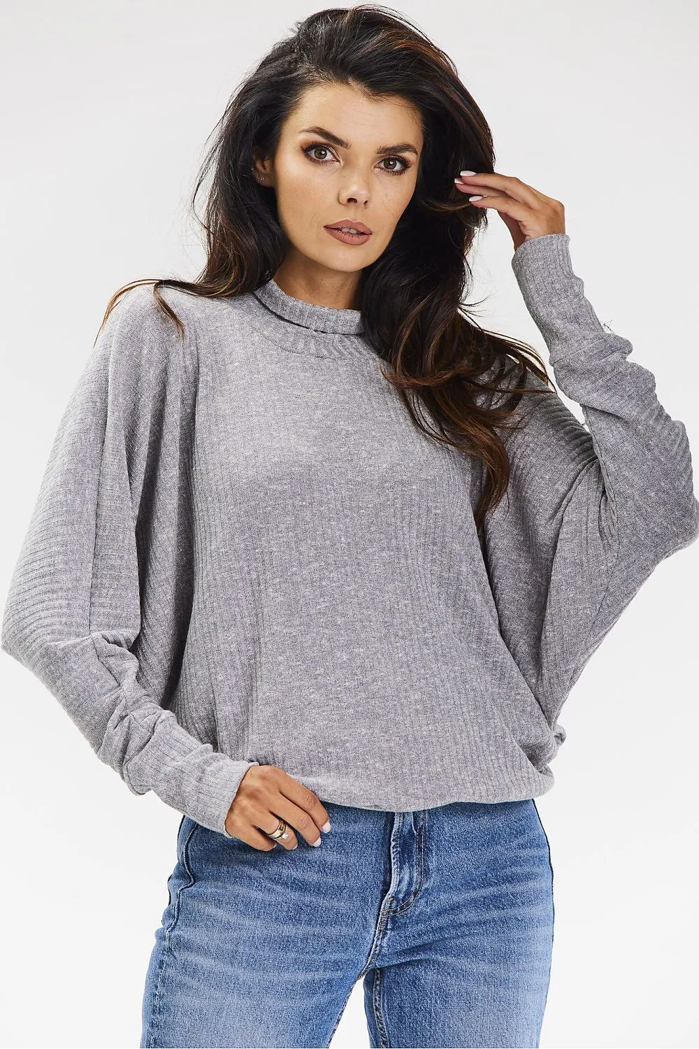 Ribbed Knit Loose-Fit Turtleneck Sweater