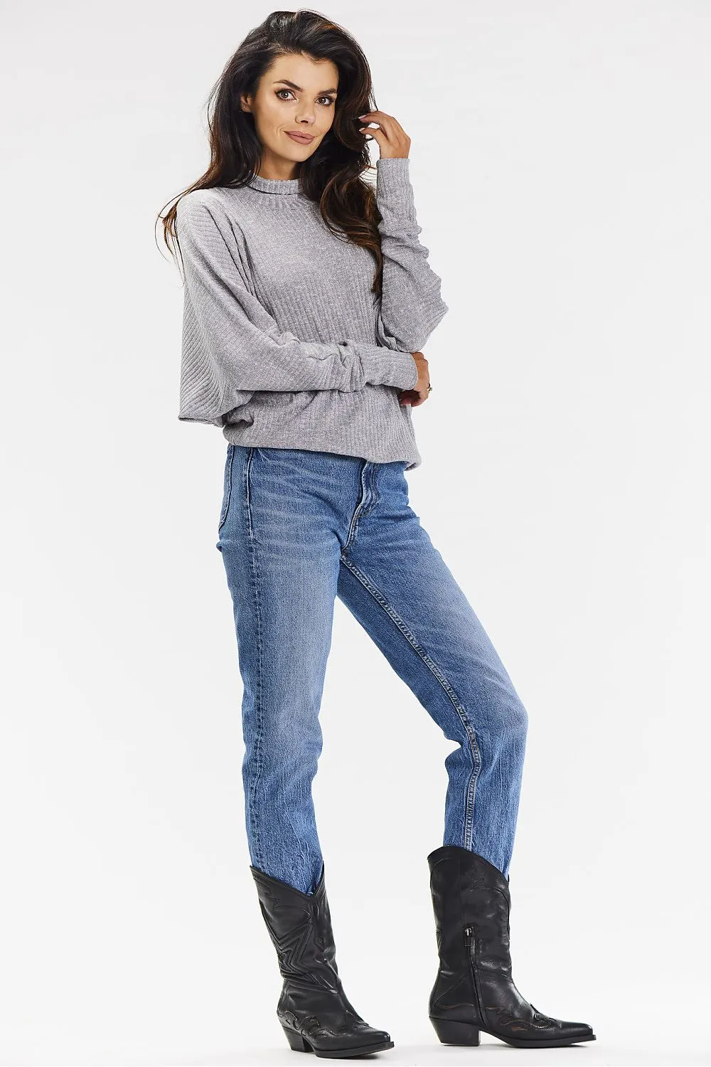 Ribbed Knit Loose-Fit Turtleneck Sweater