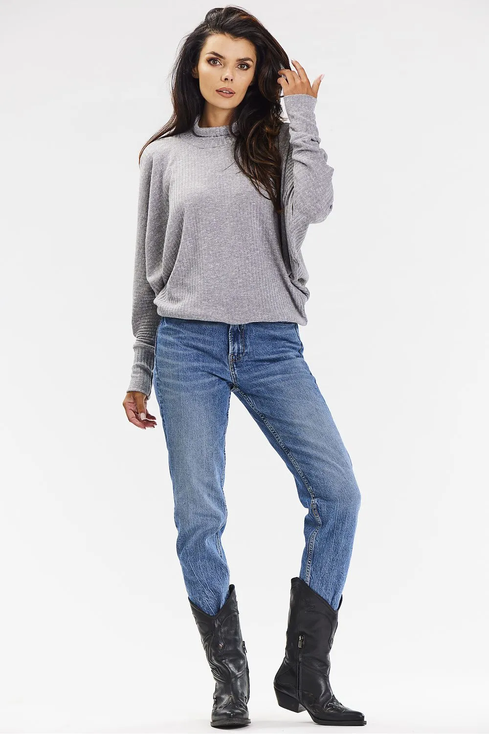 Ribbed Knit Loose-Fit Turtleneck Sweater