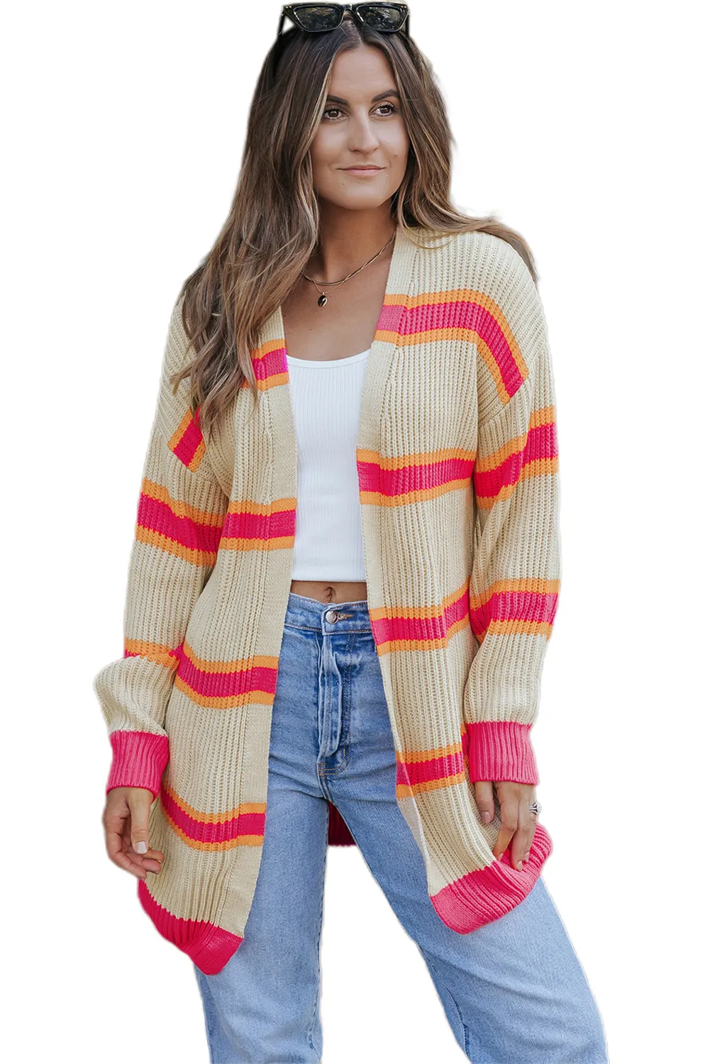 Ribbed Long Knitted Cardigan