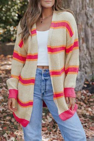 Ribbed Long Knitted Cardigan