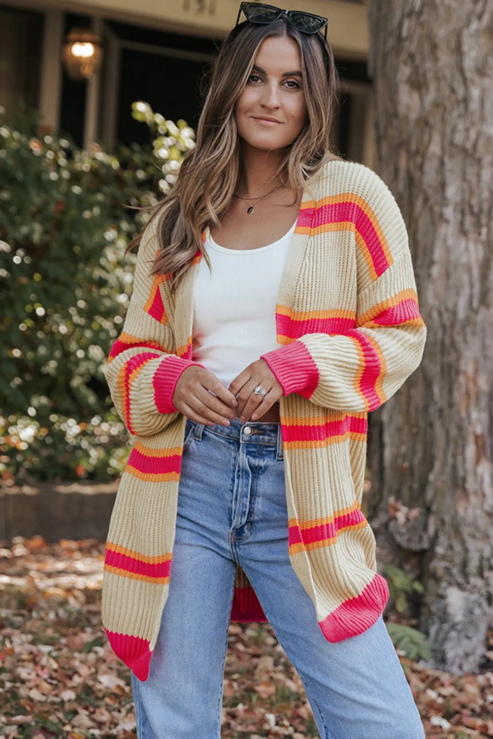 Ribbed Long Knitted Cardigan