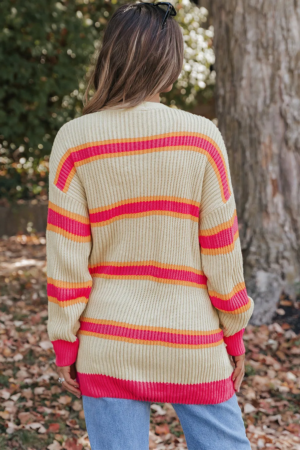 Ribbed Long Knitted Cardigan