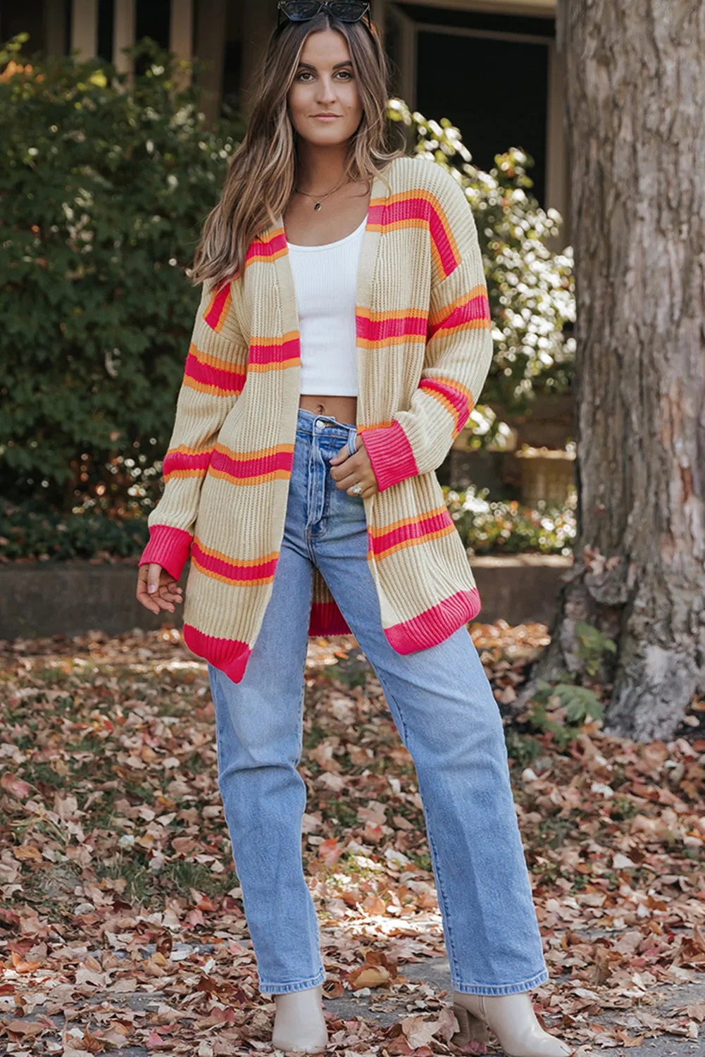 Ribbed Long Knitted Cardigan
