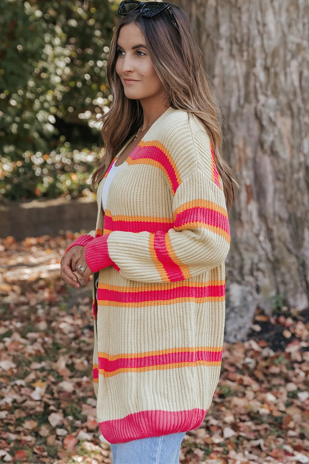 Ribbed Long Knitted Cardigan