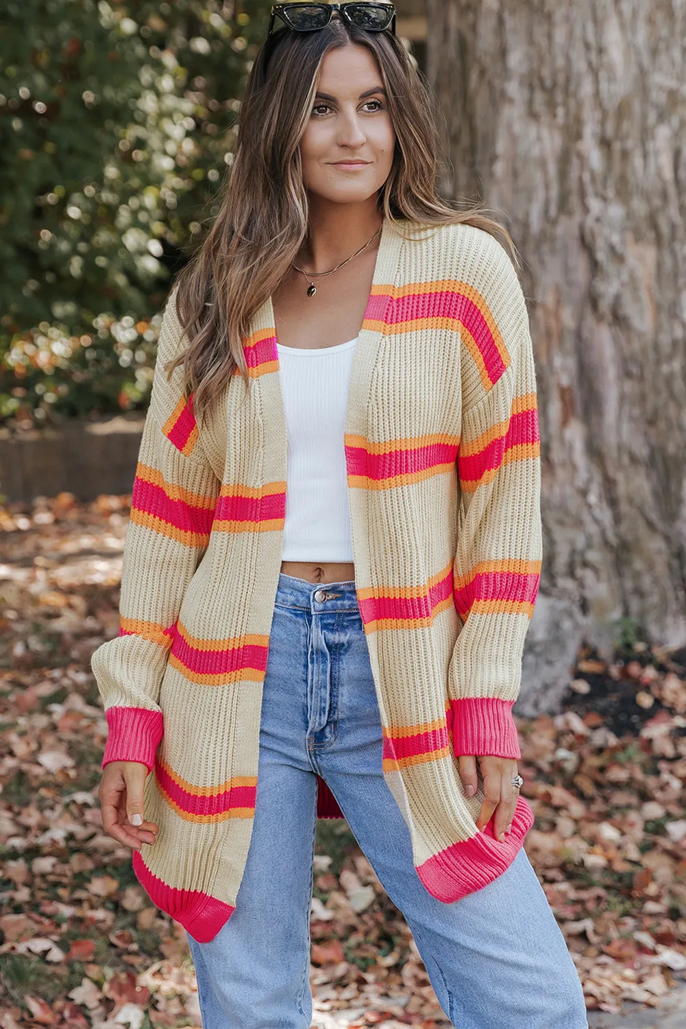 Ribbed Long Knitted Cardigan