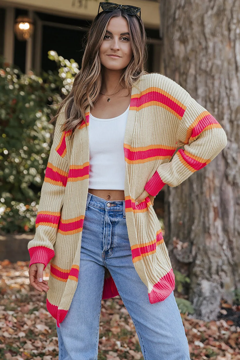 Ribbed Long Knitted Cardigan