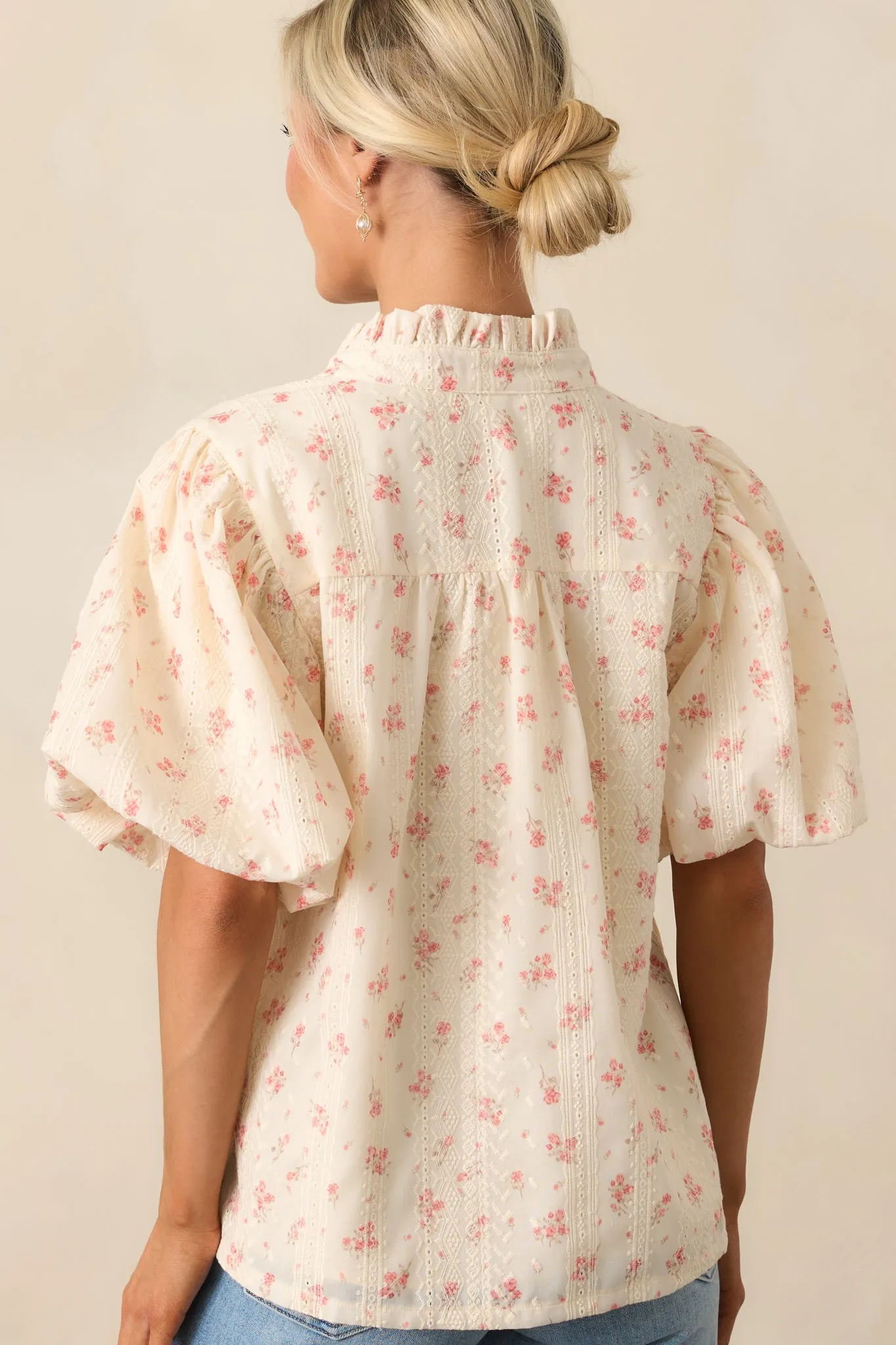Rose Garden Yellow Floral Button Front Blouse