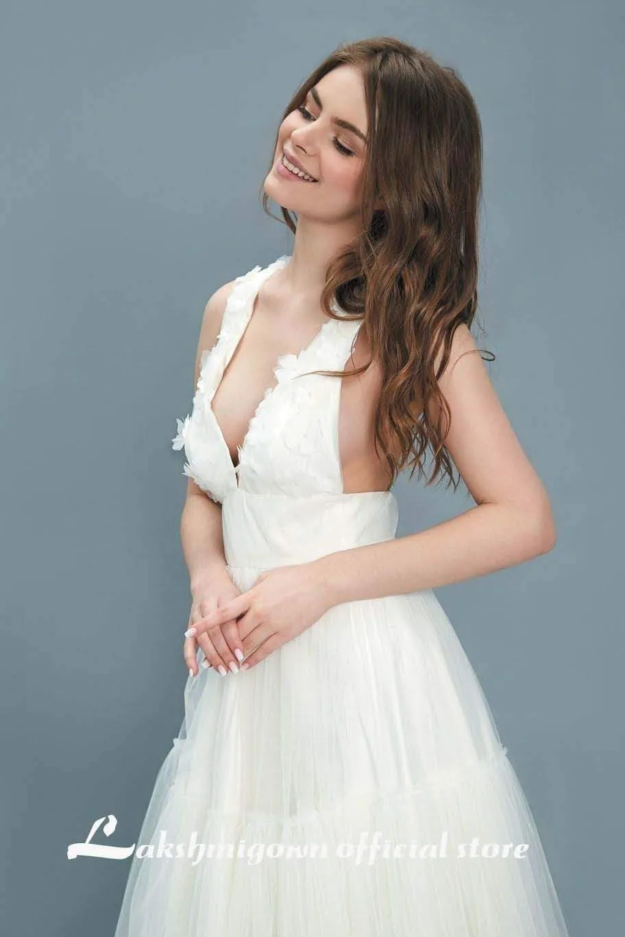 Roycebridal Beach Bohemian A-Line Wedding Dresses Sleevesless Deep V Neck
