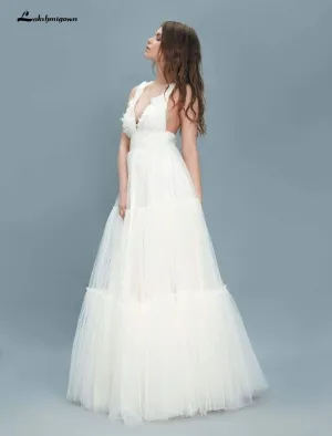 Roycebridal Beach Bohemian A-Line Wedding Dresses Sleevesless Deep V Neck