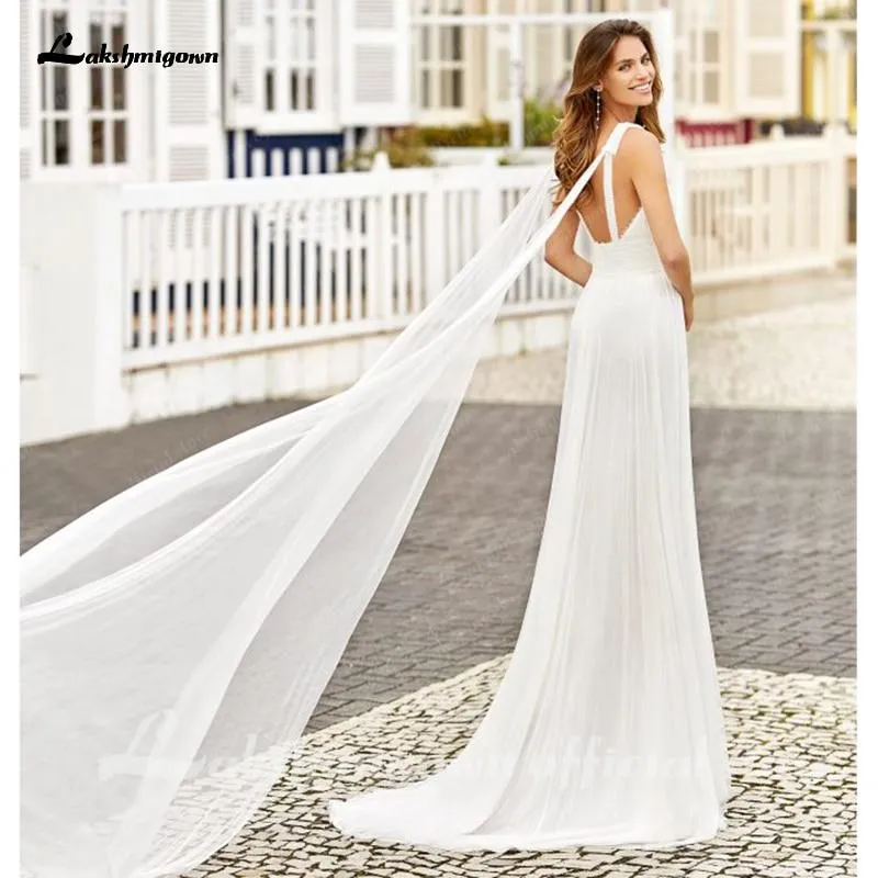 Roycebridal Simple Wedding Dresses A-Line Sexy V-Neck Appliques
